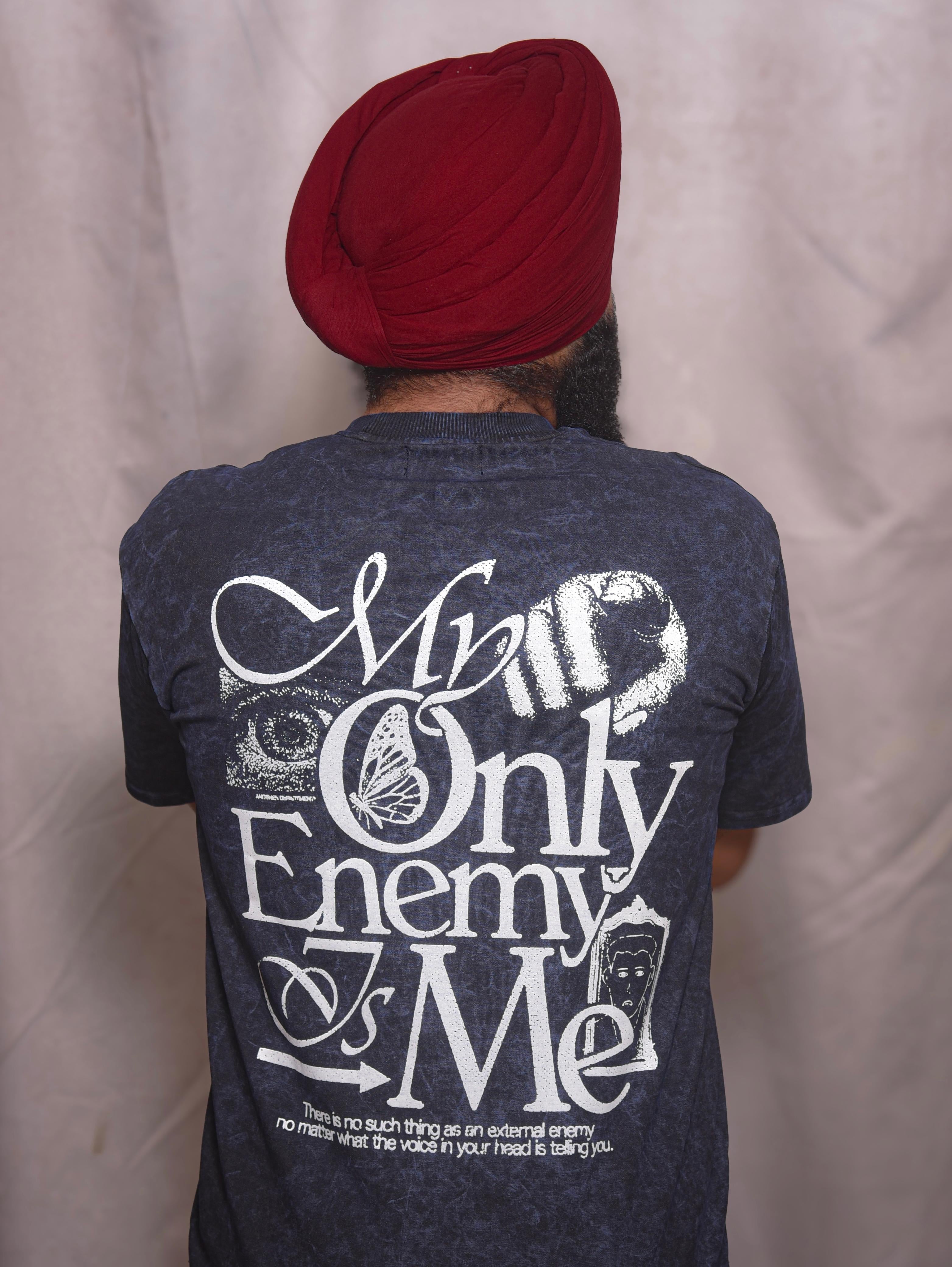 Navy blue ACID WASH T-SHIRT