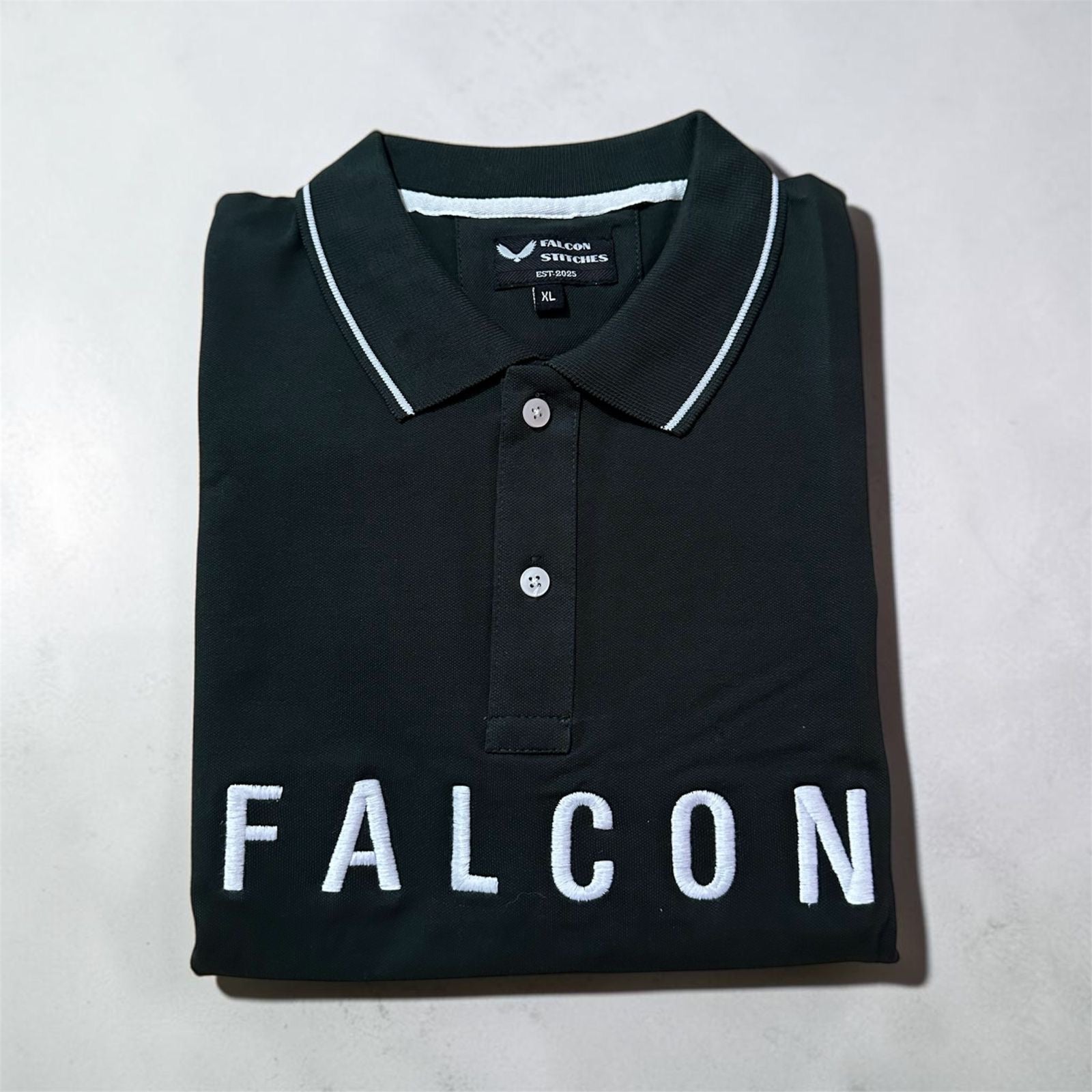 Falcon Stitches Classic Forest Green “Falcon” Polo T-Shirt