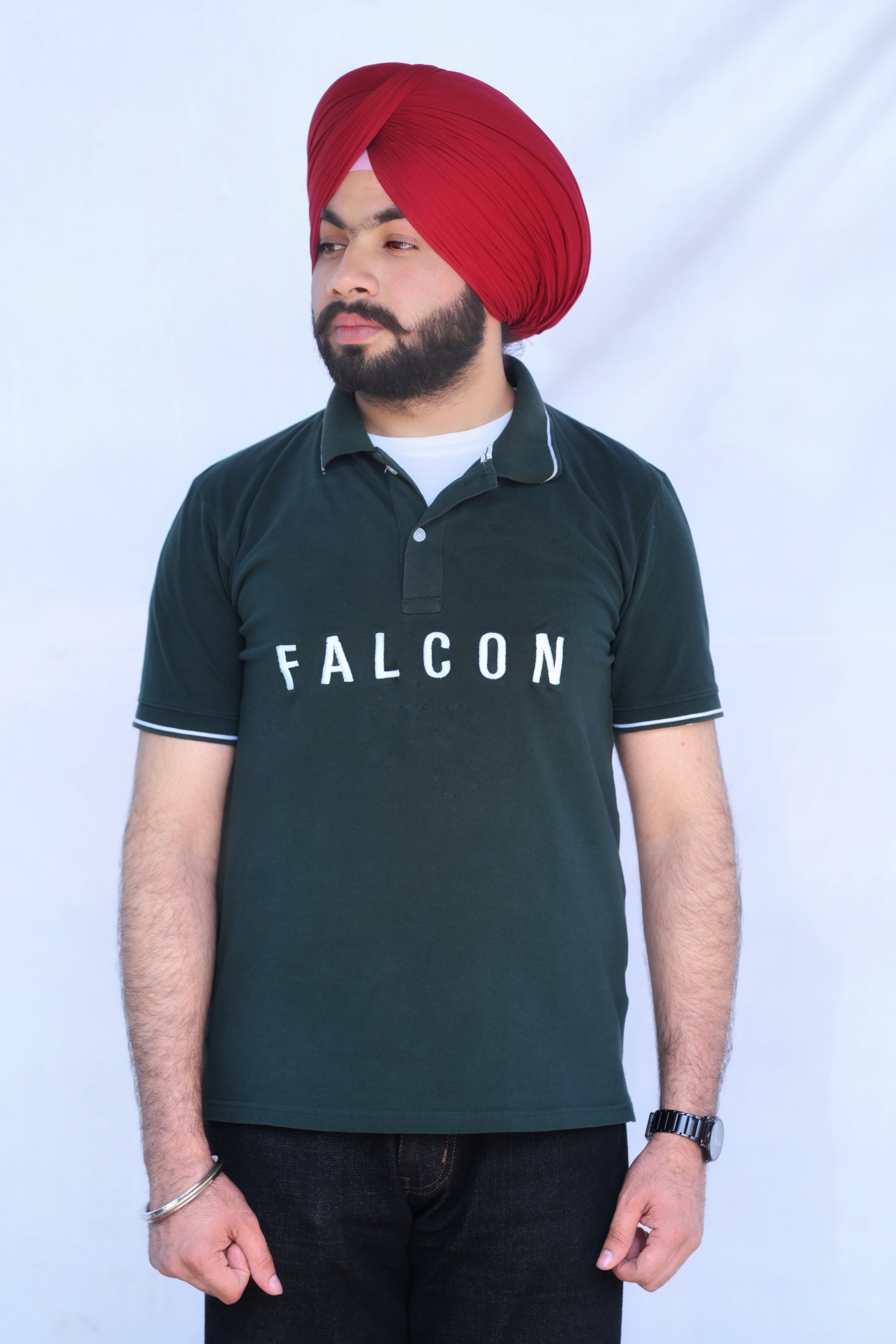Falcon Stitches Classic Forest Green “Falcon” Polo T-Shirt