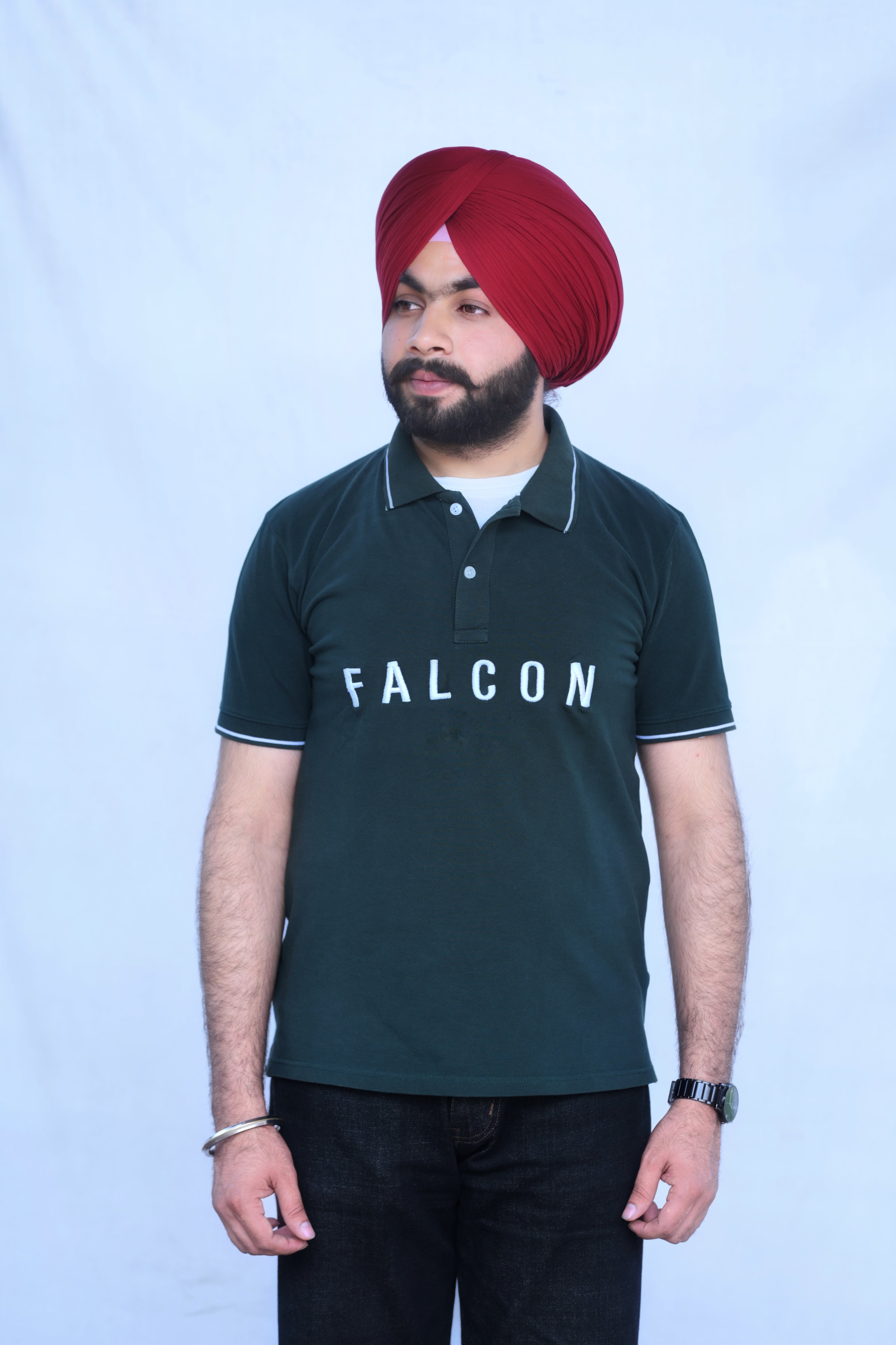Falcon Stitches Classic Forest Green “Falcon” Polo T-Shirt