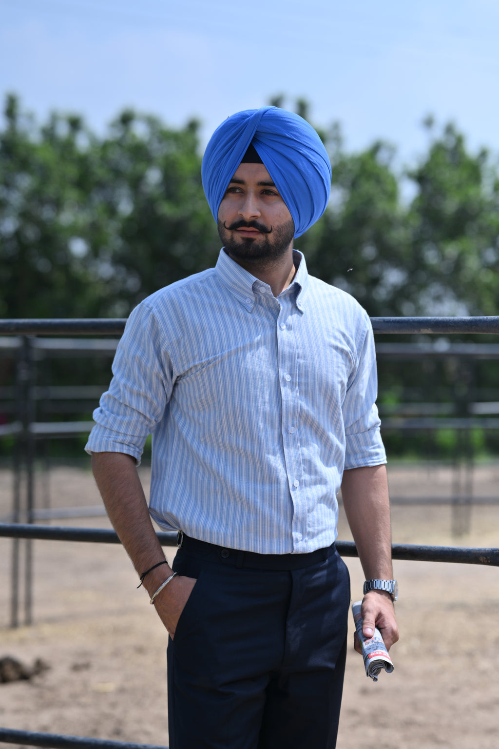 Falcon Azure Fine Stripe Oxford Shirt