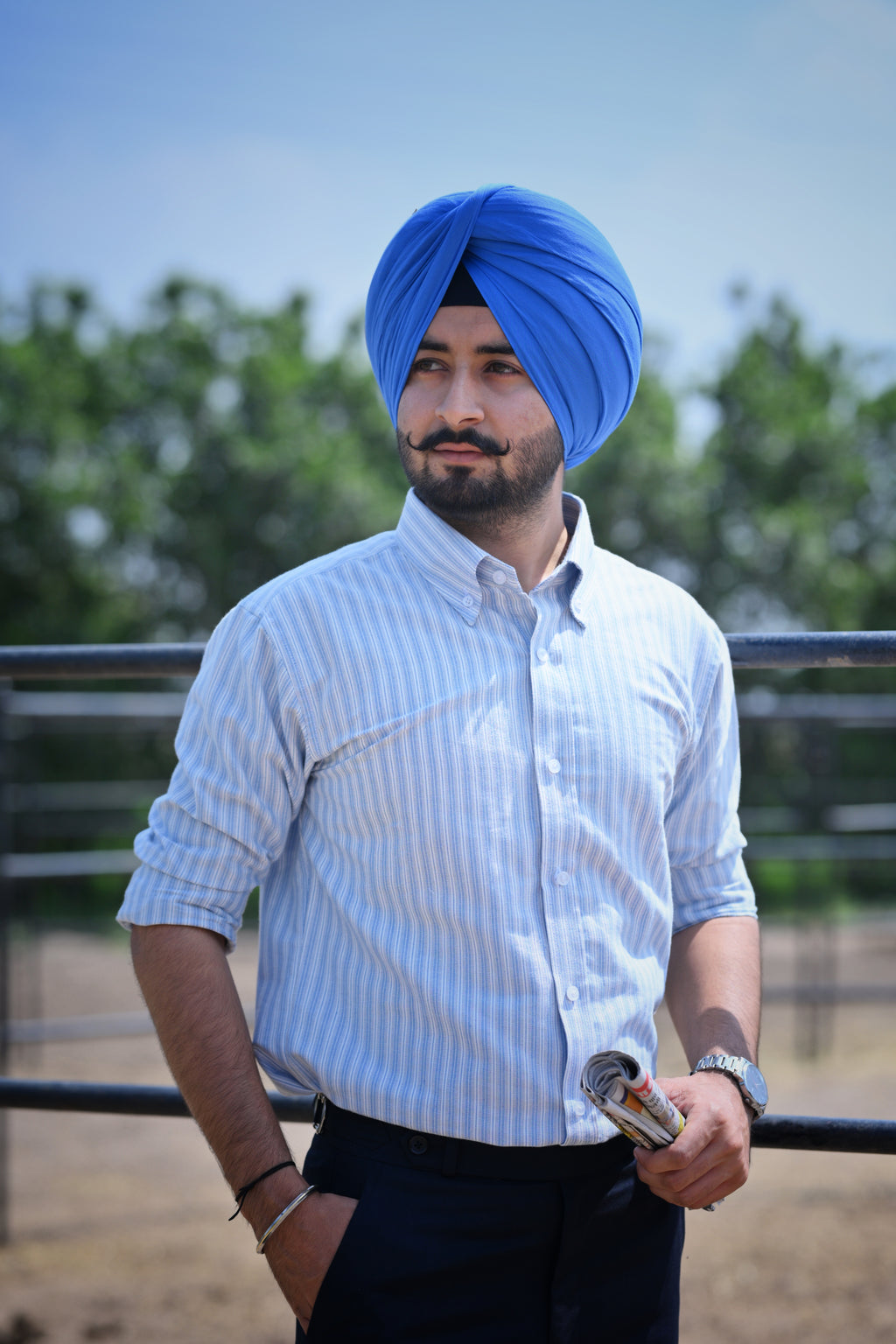 Falcon Azure Fine Stripe Oxford Shirt