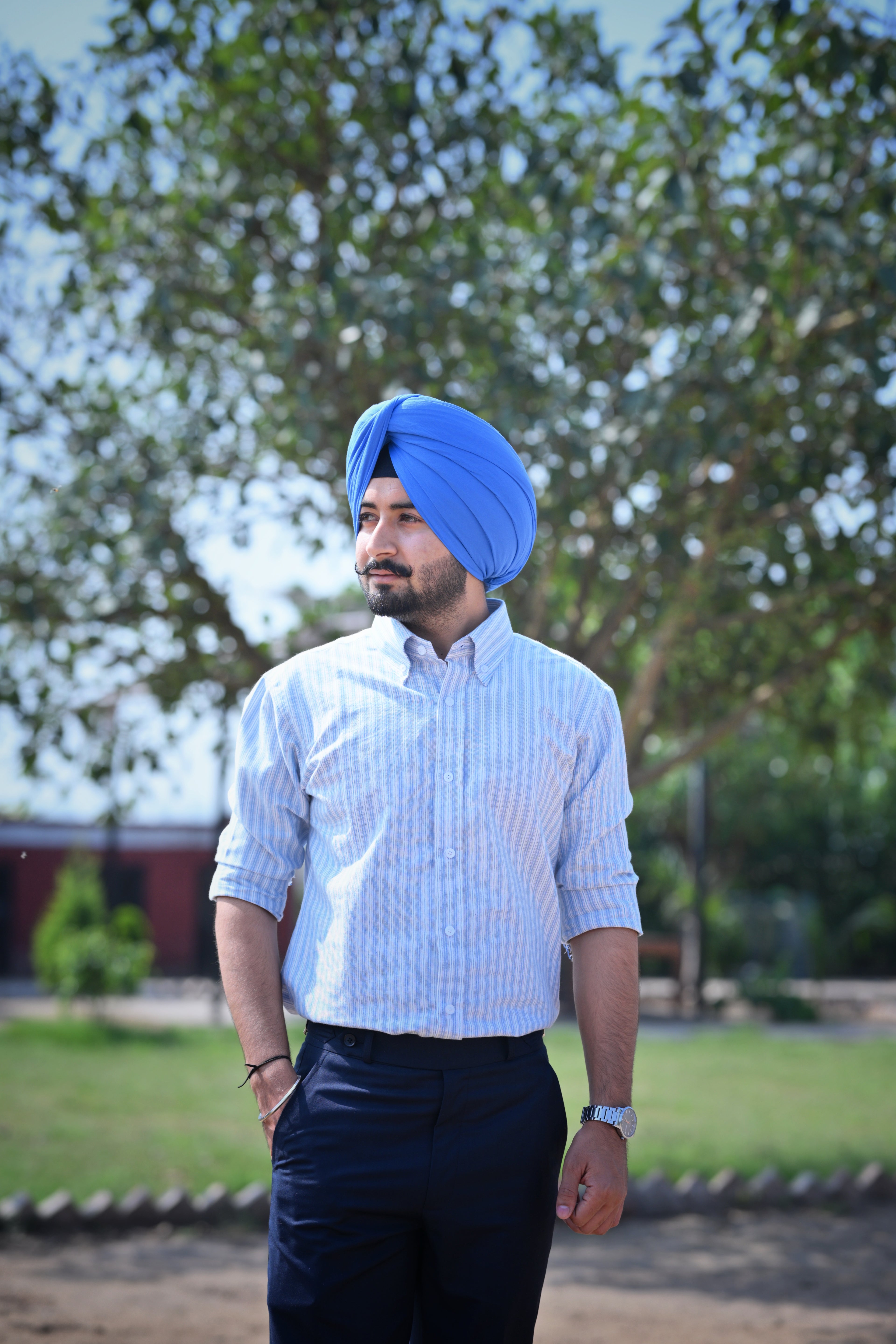 Falcon Azure Fine Stripe Oxford Shirt